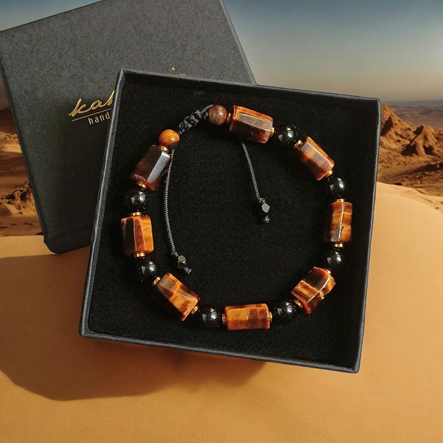 biżuteria męska PREMIUM : SUKCES, OCHRONA : tygrysie oko, turmalin