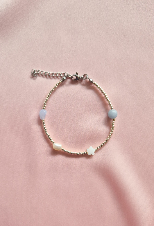 bransoletki z kamieni naturalnych Delikatna bransoletka prosta minimalistyczna srebrna