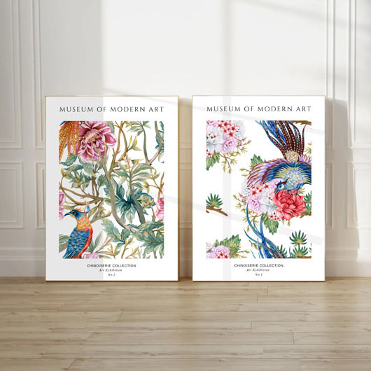 grafiki i ilustracje DWA PLAKATY galeria botaniczne chinoiserie