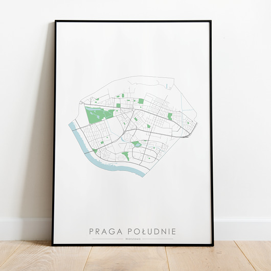 grafiki i ilustracje Mapa plakat - Praga Południe Warszawa