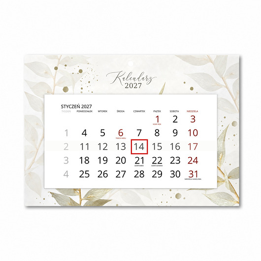 kalendarze i plannery Kalendarz Ścienny Pojedynczy 2027 White Ruscus A4