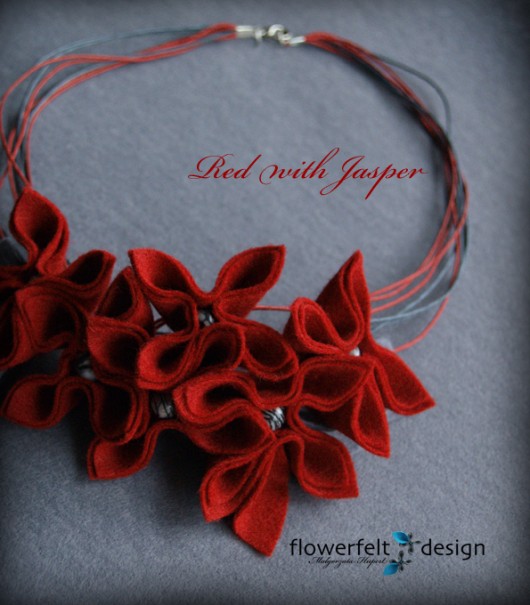 Red with Jasper FlowerFelt Design