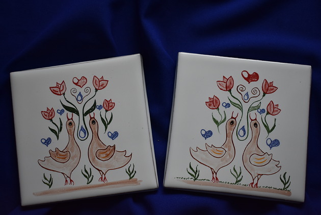 podkładki do kuchni Kafle ręcznie malowane- Rustykalne podkładki