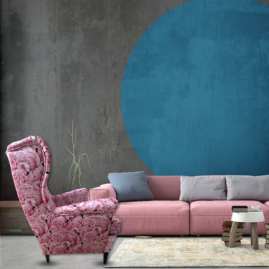 fotele Fotel uszak Flamingos we wzory, kolorowy, patchwork, welurowy