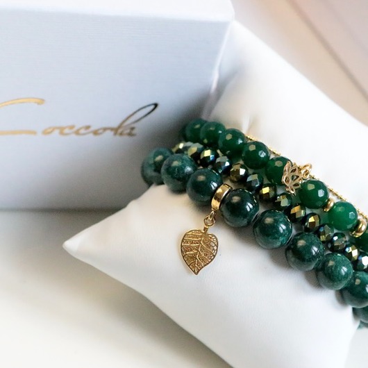 BRANSOLETKI SREBRO 925 JADEIT, KRYSZTAŁ Coccola JEWELLERY