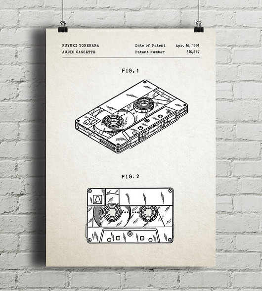 Kaseta - patent - plakat minimalmill