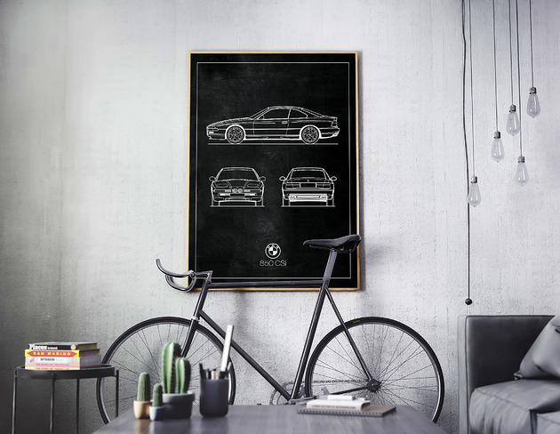 Plakat Legendy Motoryzacji - BMW 850CSi Peszkowski Graphic