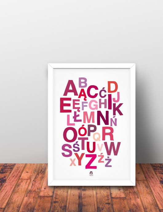 Alfabet polski -plakat 50x70cm różowy Matka Po Godzinach