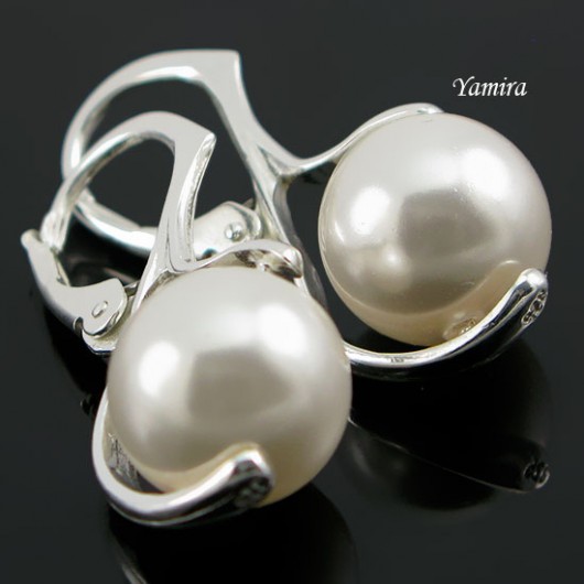 kryształ Swarovski White pearl subtelle - kolczyki yamira