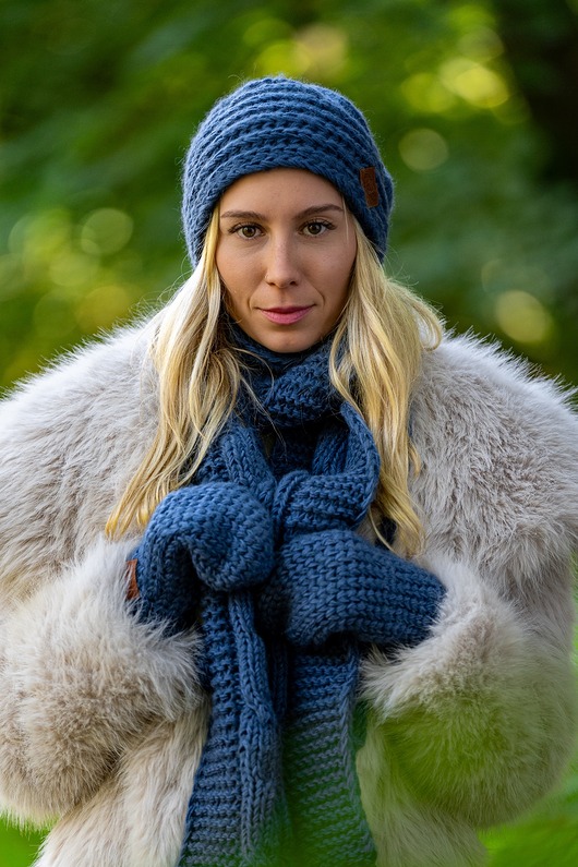 szale damskie Szal MERINO Ciemny niebieski