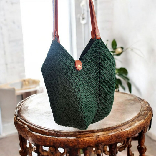 torby na ramię Duża torebka tulipan shopperka zielona