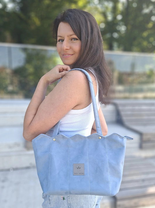 torby na ramię Zamszowa torebka na ramię Błękitna