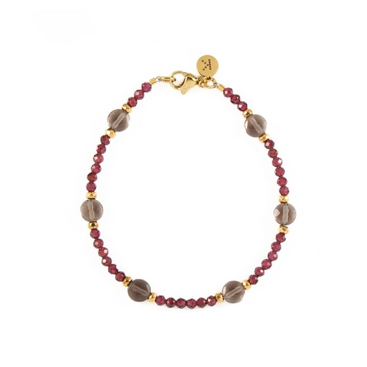 bransoletki z kamieni naturalnych Elegancka bransoletka w brązowej tonacji - Wersja Pozłacana