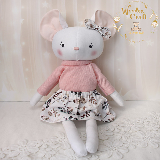 misie i maskotki Myszka Lisa, przytulanka ręcznie szyta, prezent GOTOWY