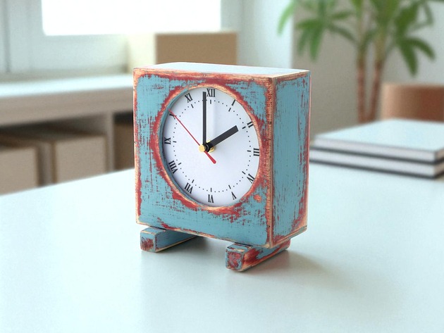 zegary Zegar drewniany - cichy mechanizm BLUE