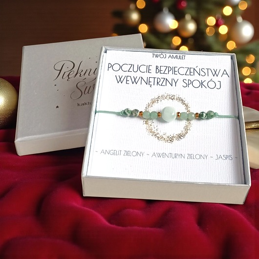bransoletki z kamieni naturalnych Amulet - POCZUCIE BEZPIECZEŃSTWA, wewnętrzny spokój - świąteczne pudełko