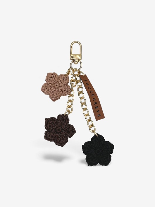 breloki Brelok Trzy Kwiatki - Beż, Czekolada i Czerń