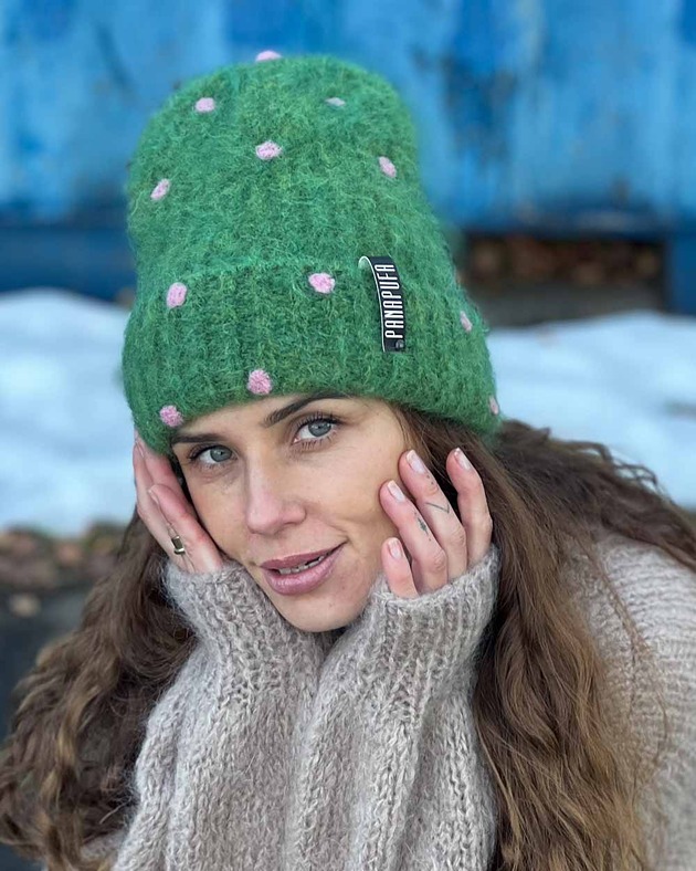 czapki damskie MOHER  MERINO czapka kropki groszki unisex