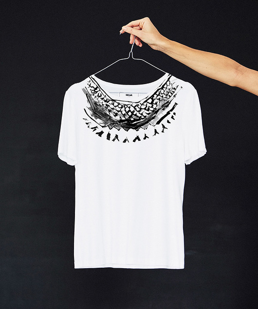 Kalinga tattoo white Women's T-shirt with black print SELVA
