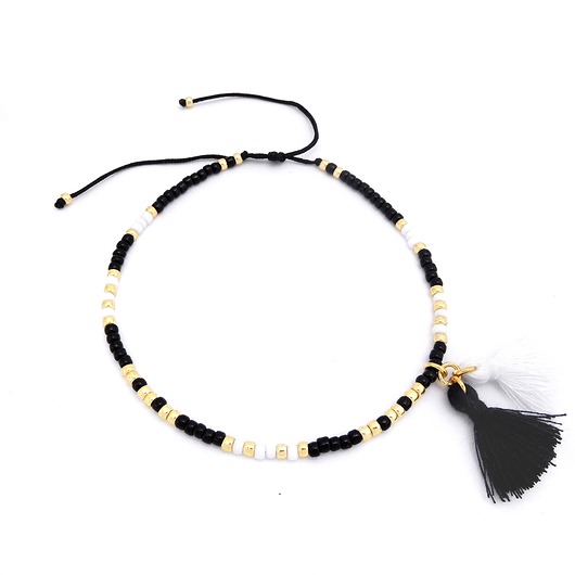 Bransoletka na kostkę - Black and White Ilovehandmade