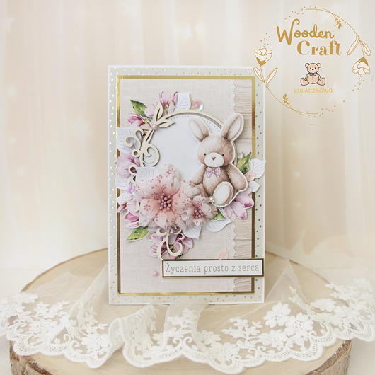 kartki scrapbooking Dziecięca kartka urodzinowa z króliczkiem "Magnolia3"GOTOWA