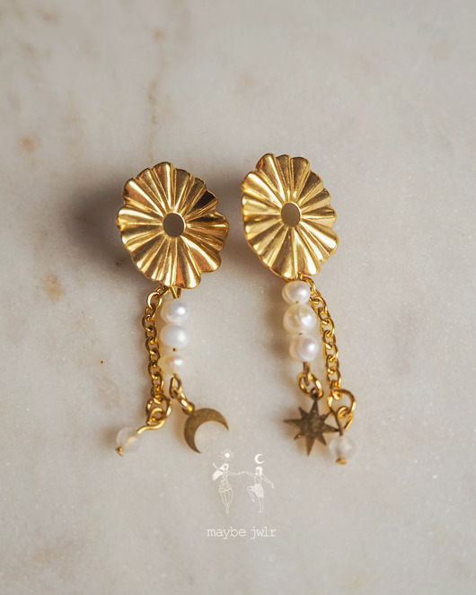 kolczyki pozłacane Kolczyki pozłacana tafla z perłą