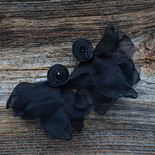 kolczyki soutache Czarne kolczyki soutache z kwiatami