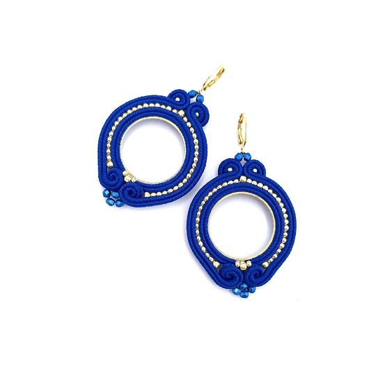 kolczyki soutache Kolczyki sutasz chabrowe kółka Jolly lekkie okrągłe romantyczne