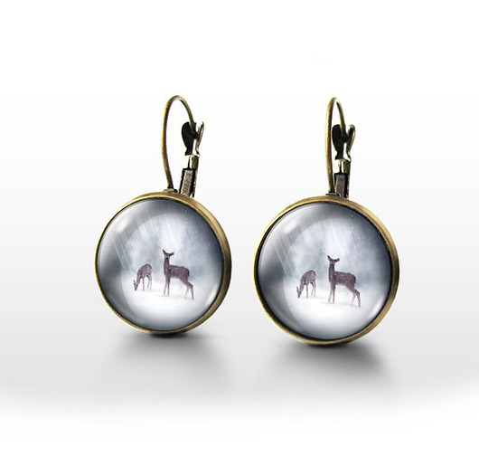 kolczyki szklane Kolczyki - Sarenki - brąz