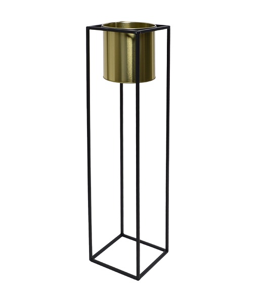 KWIETNIK METALOWY 70cm CZARNY ZE ZŁOTĄ OSŁONKĄ Home Design