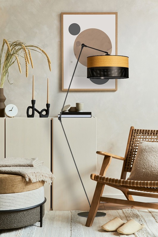 lampy podłogowe Lampa podłogowa na ruchomym wysięgniku z abażurem BARI DUAL