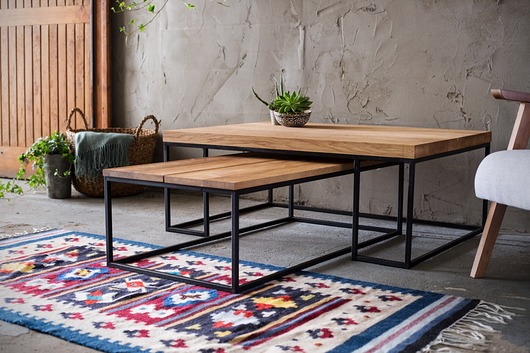Komplet dwóch dębowych stolików HELSINKI Projekt Loft