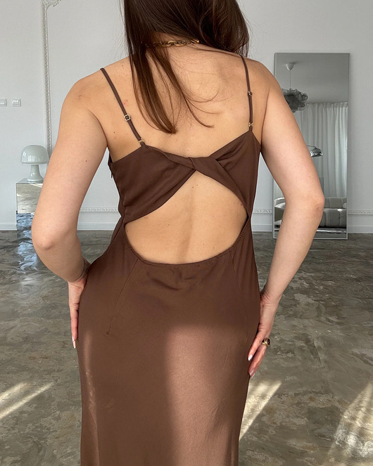 sukienki midi damskie Sukienka Bow choclate