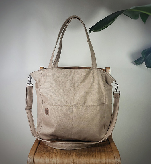 torby na ramię Lazy bag Pocket  torba ciemnobeżowa bawełniana eco