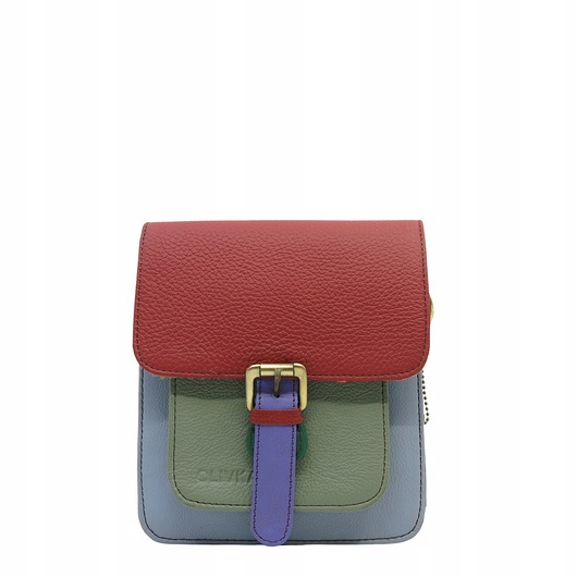 torby na ramię Torebka damska listonoszka kolorowa ze skrawków skórzana eko OLIVKA