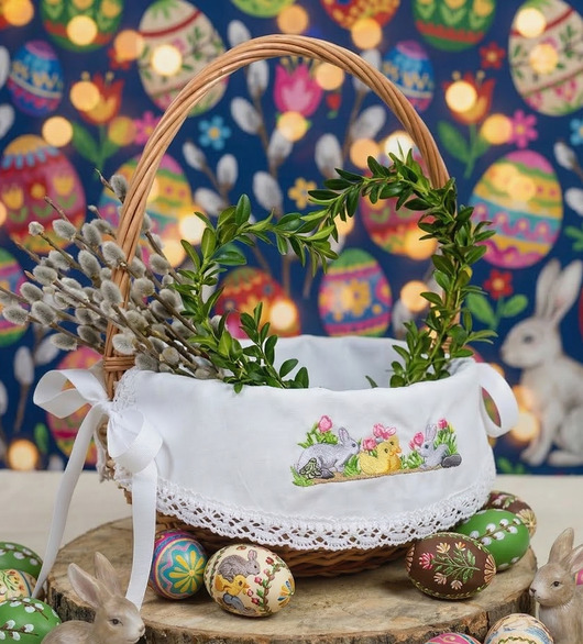 koszyki wielkanocne Serwetka do koszyka WIĄZANA duża SCENKA