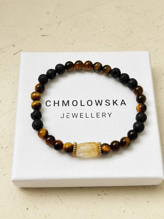biżuteria męska Bransoletka męska Tygrysie Oko i Cytryn