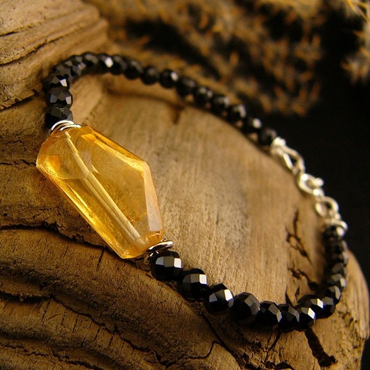 bransoletki z kamieni naturalnych Bransoleta Amulet Sukcesu i Ochrony - Cytryn Turmalin Srebro