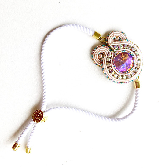 bransoletki soutache Elegancka sutaszowa bransoletka WHITE