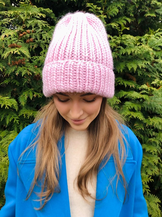 czapki damskie Wełniana czapka Lily maxi 100% wełna handmade ręcznie robiona