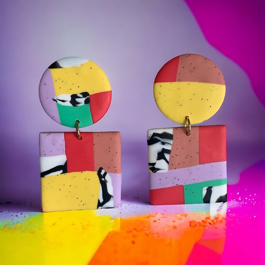 kolczyki z masy plastycznej Oryginalne kolczyki Funky