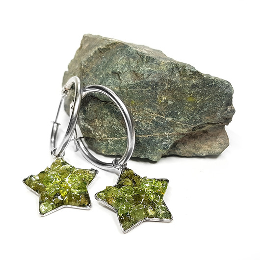 kolczyki z kamieniami Peridot kolczyki gwiazdki