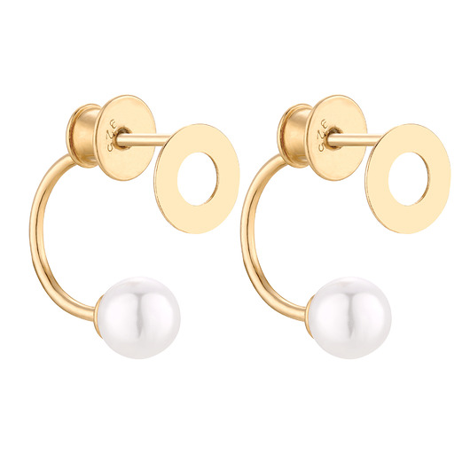 kolczyki pozłacane Złote kolczyki z kółkami i perłami SWAROVSKI CRYSTAL