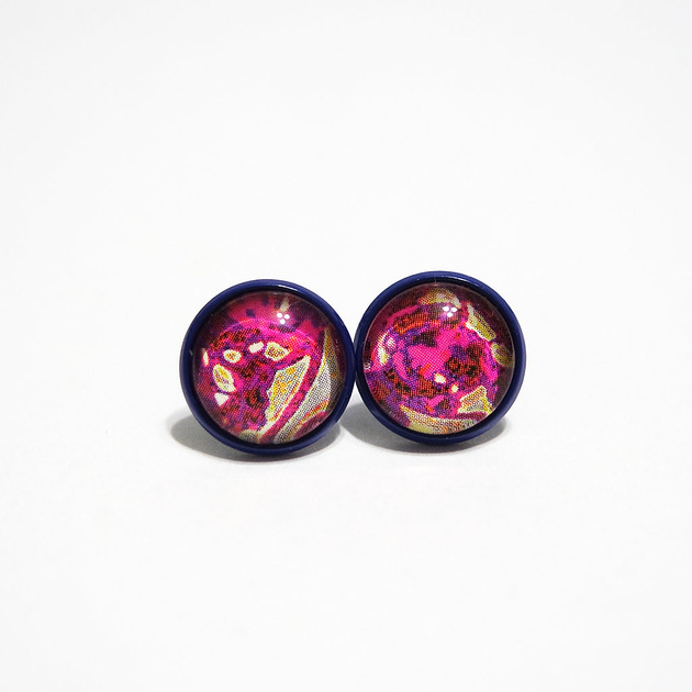 kolczyki szklane Kolczyki - Fuksja - granatowe