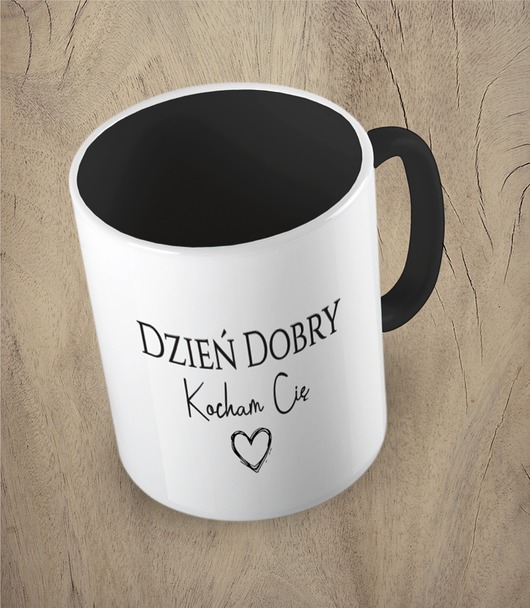 kubki Kolorowy kubek DZIEŃ DOBRY, KOCHAM CIĘ - mix kolorów