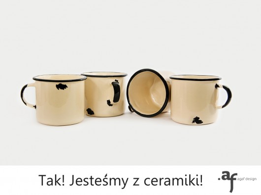 4 Kremowe Kubki - 'Jestem z Ceramiki' Agaf Design