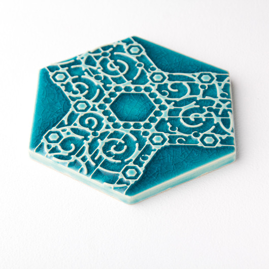 podkładki do kuchni Podstawka ceramiczna pod kubek, turkusowa, podkładka pod kubek, wz.4