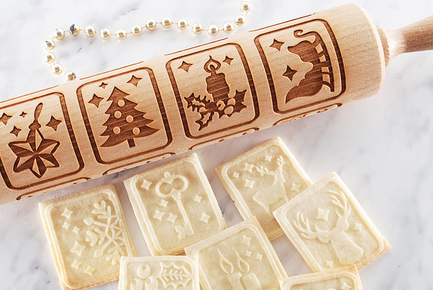 wałki do ciasta WINTER BISCUITS - grawerowany wałek do ciasta - herbatniki świąteczne