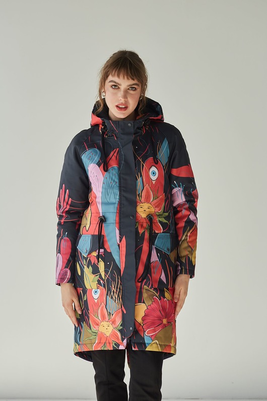 kurtki damskie Kurtka parka zimowa -MULTICOLOR