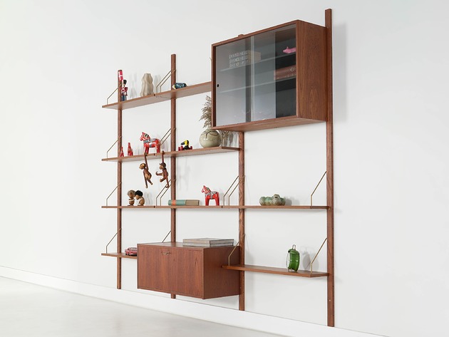 półki Regał systemowy tekowy, duński design, lata 70, produkcja: Dania